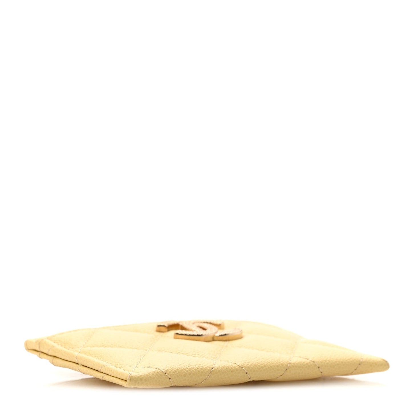 Caviar Quilted Studded CC Card Holder Yellow