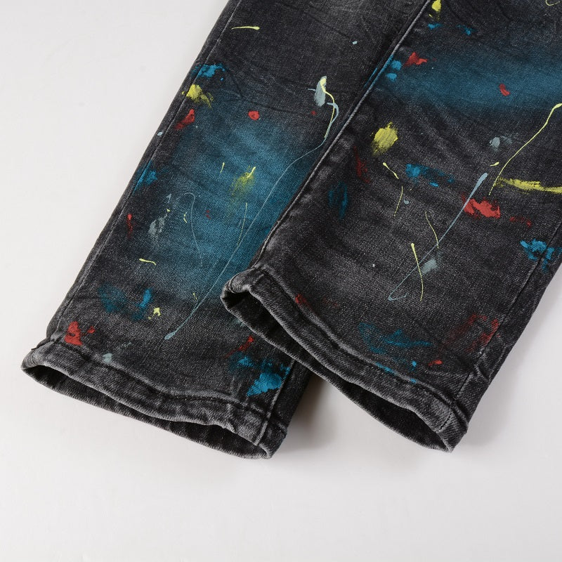 Jeans neri verniciati a spruzzo Amr