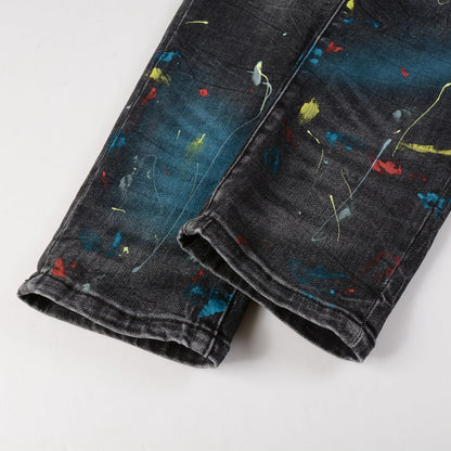 Jeans neri verniciati a spruzzo Amr