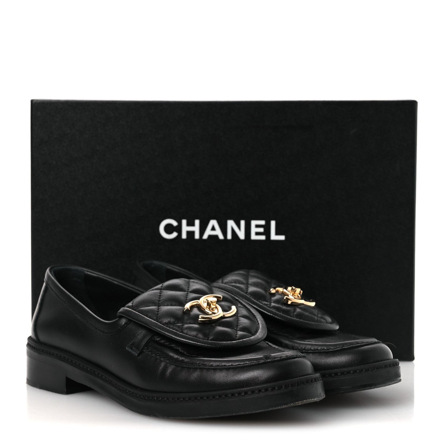 Lambskin Quilted CC Turnlock Loafers 37 Black 37 Black