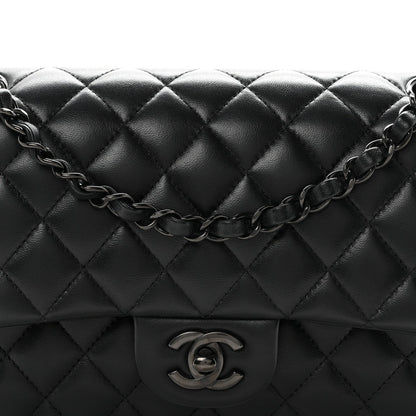 Lambskin Quilted Medium Double Flap So Black