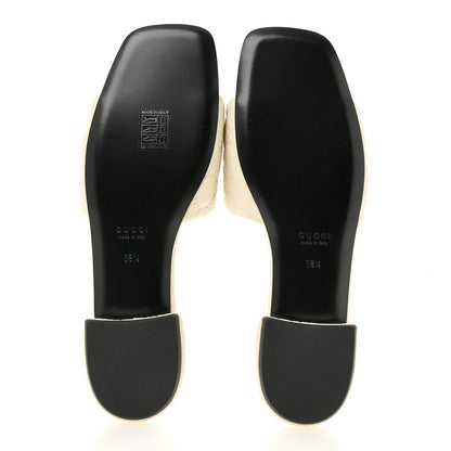 Nappa Double GG Flat Slide Sandals 38.5 New Ivoire