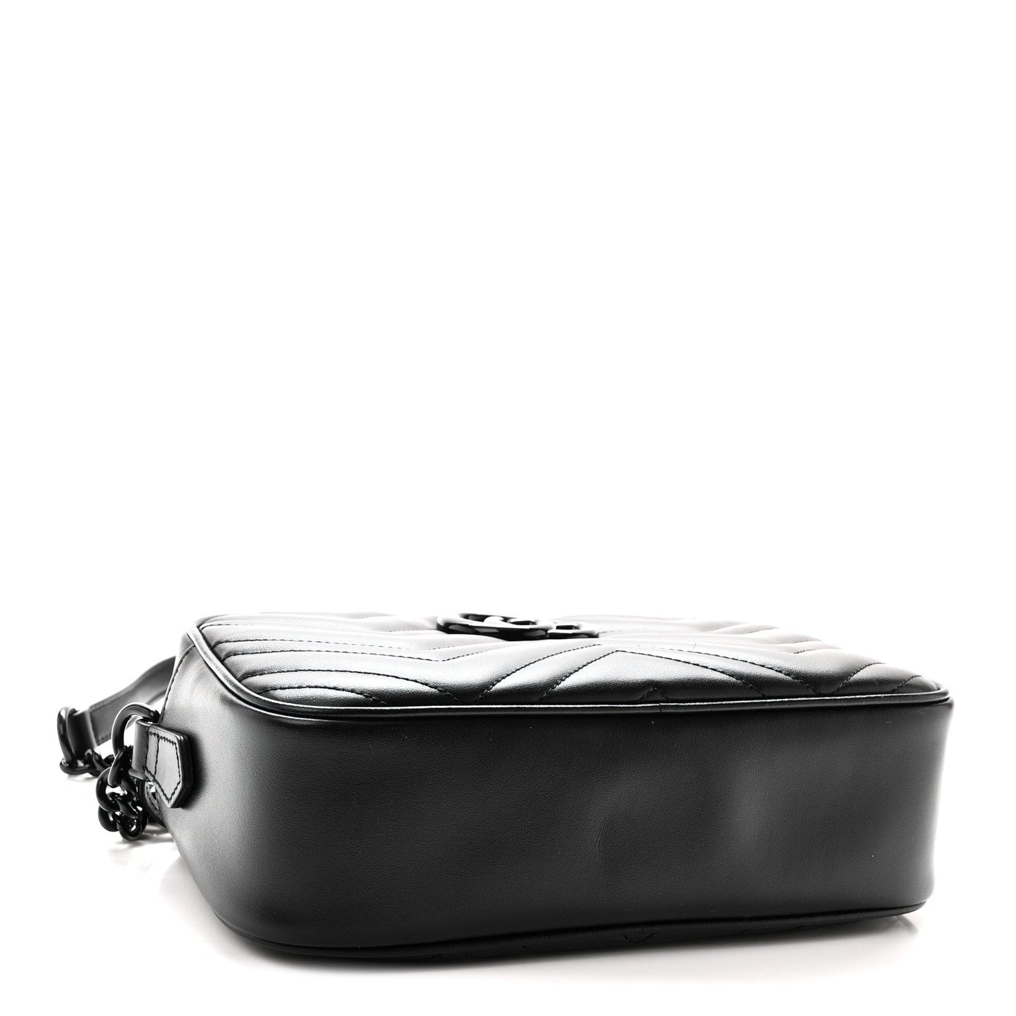 Calfskin Matelasse Monochrome Small GG Marmont Chain Shoulder Bag Black