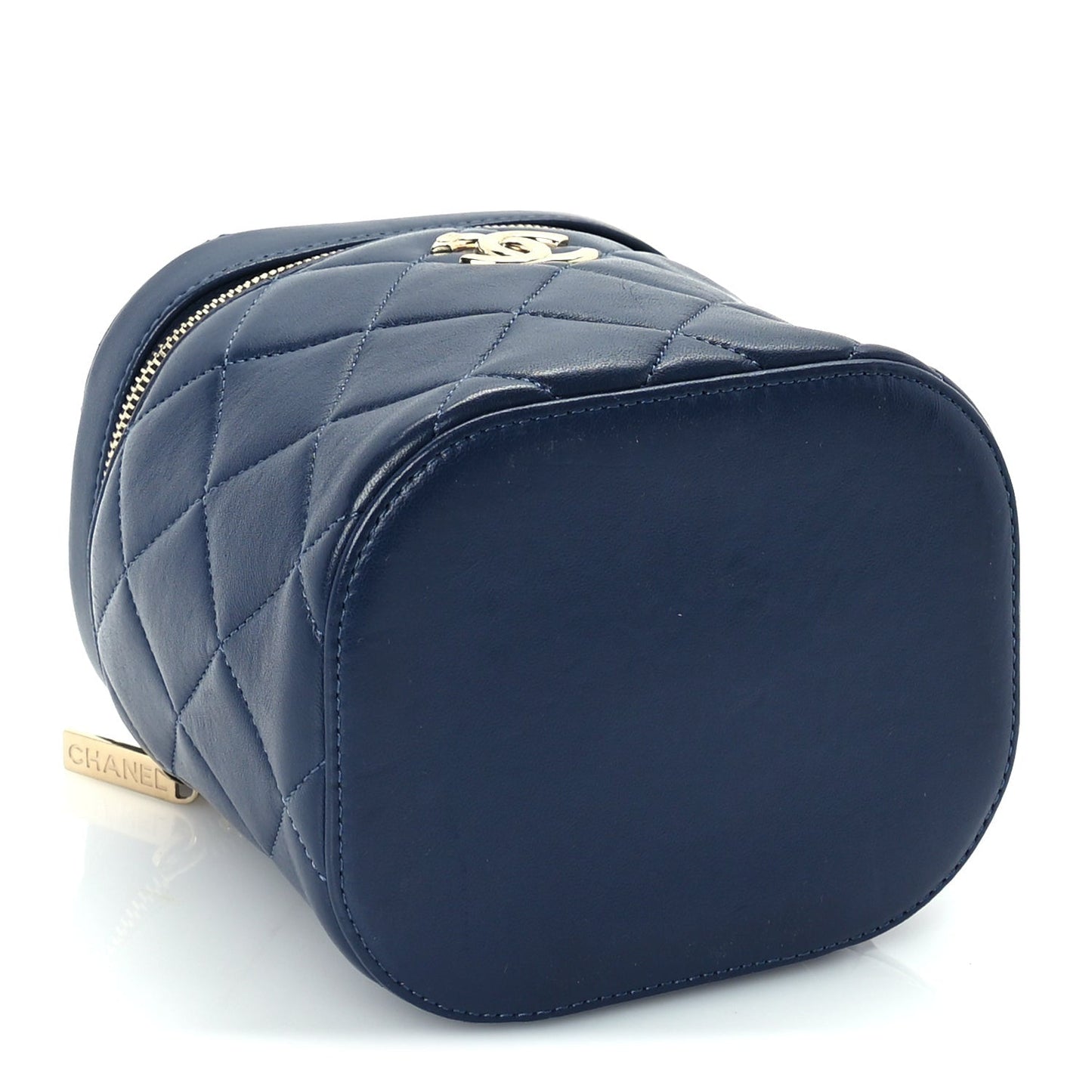 Lambskin Quilted Trendy Vanity Case Blue