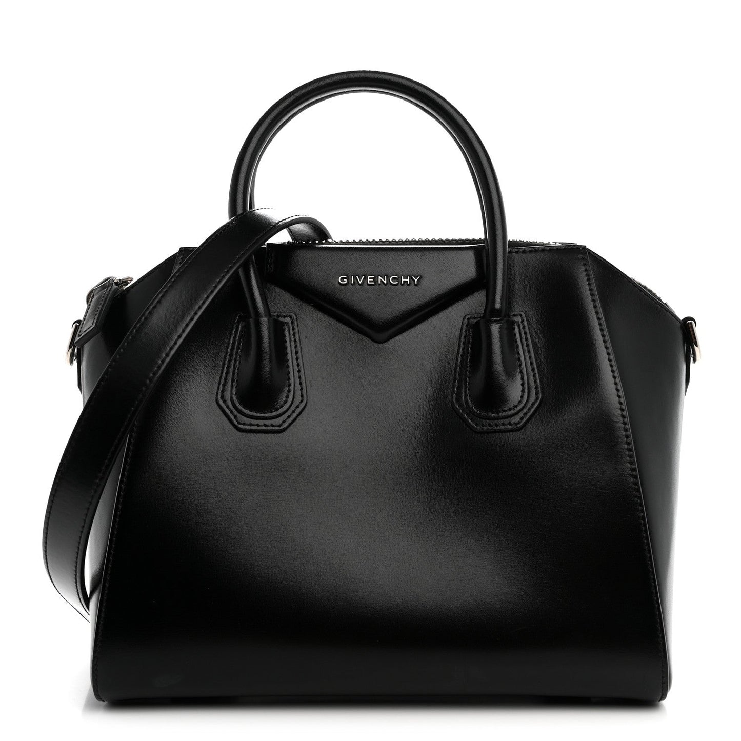 Shiny Lord Calfskin Small Antigona Black