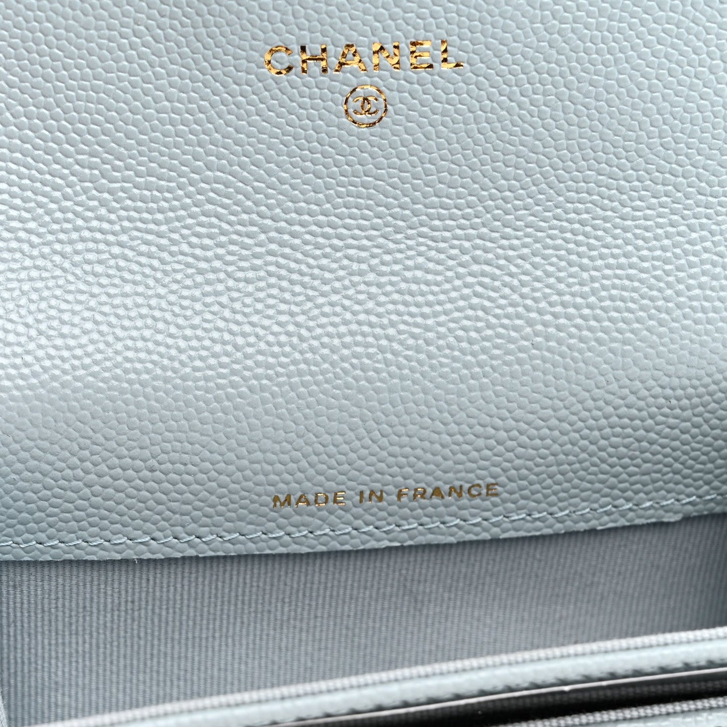 Caviar Quilted Flap Card Holder Wallet Light Blue