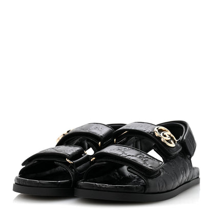 Guccissima GG Embossed Womens Sandals 36 Black