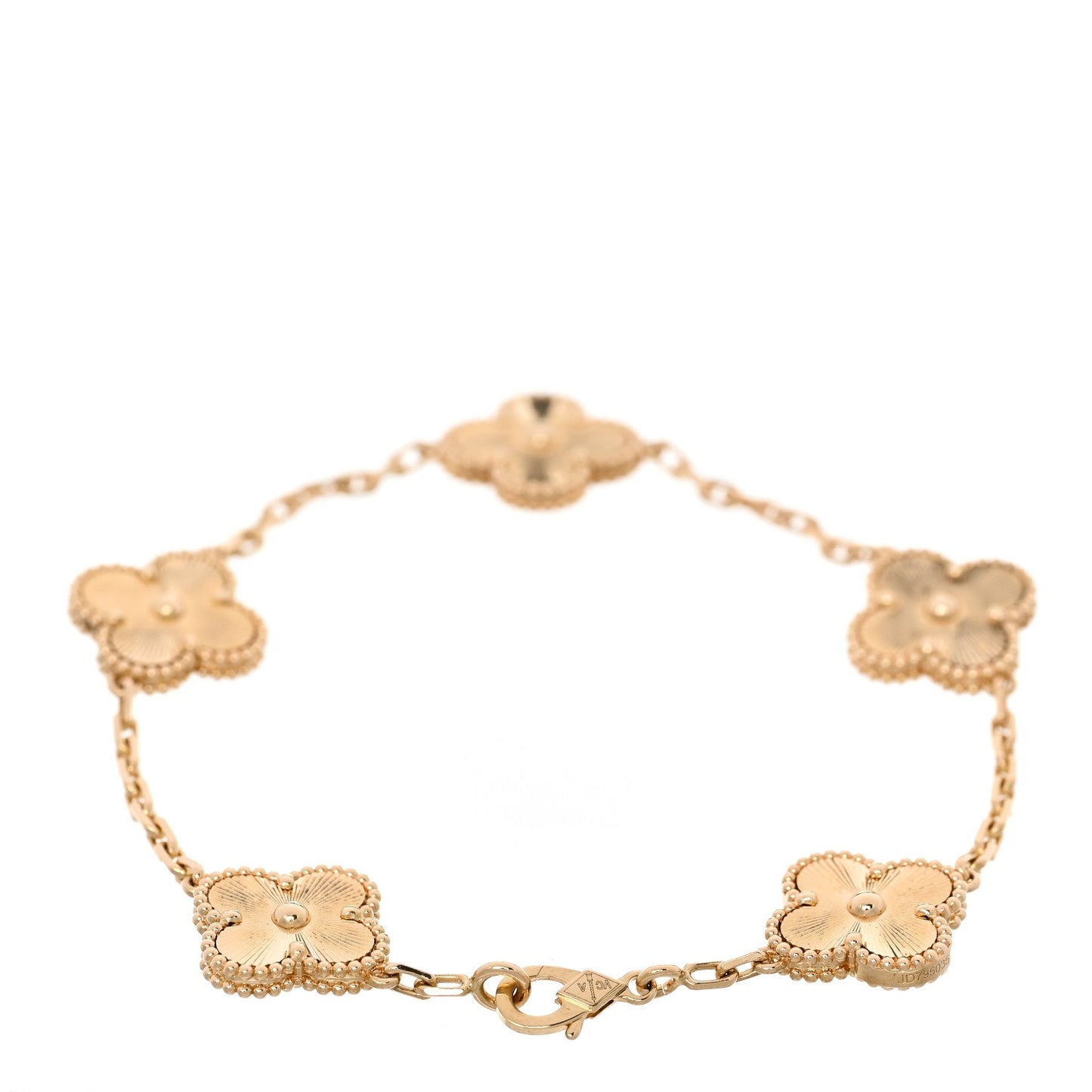 18K Yellow Gold 5 Motifs Guilloche Vintage Alhambra Bracelet