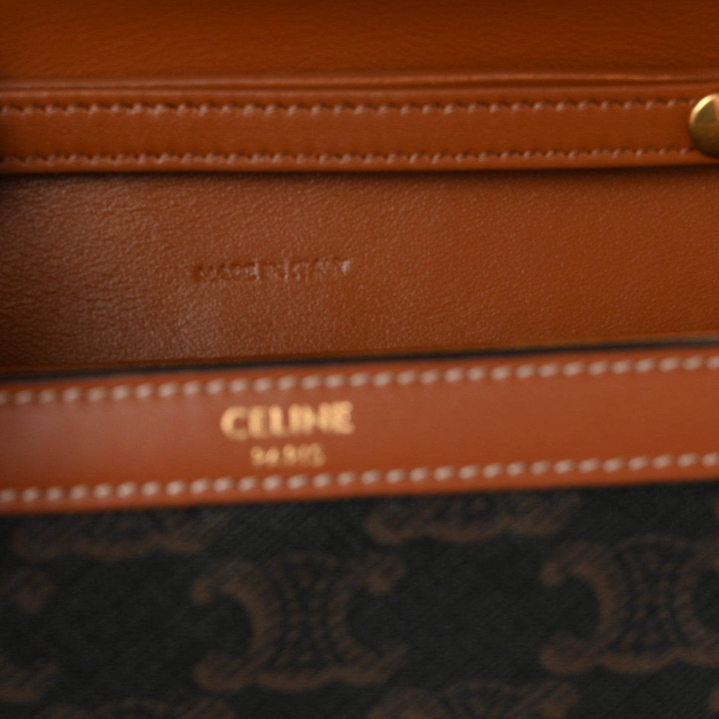 Triomphe Canvas Calfskin Margo Wallet on Chain Tan