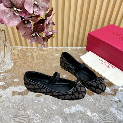Ballerina In Toile Iconographe 20mm In Black Mix Earth Brown Cotton Canvas And Lambskin 102826