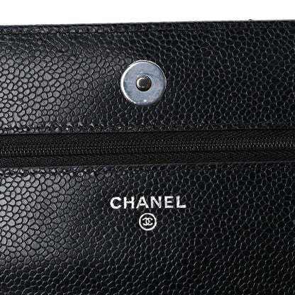 Caviar Quilted Wallet on Chain WOC  Black