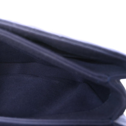 Jersey Chevron Quilted Small Trendy CC Dual Handle Flap Bag Navy Blue