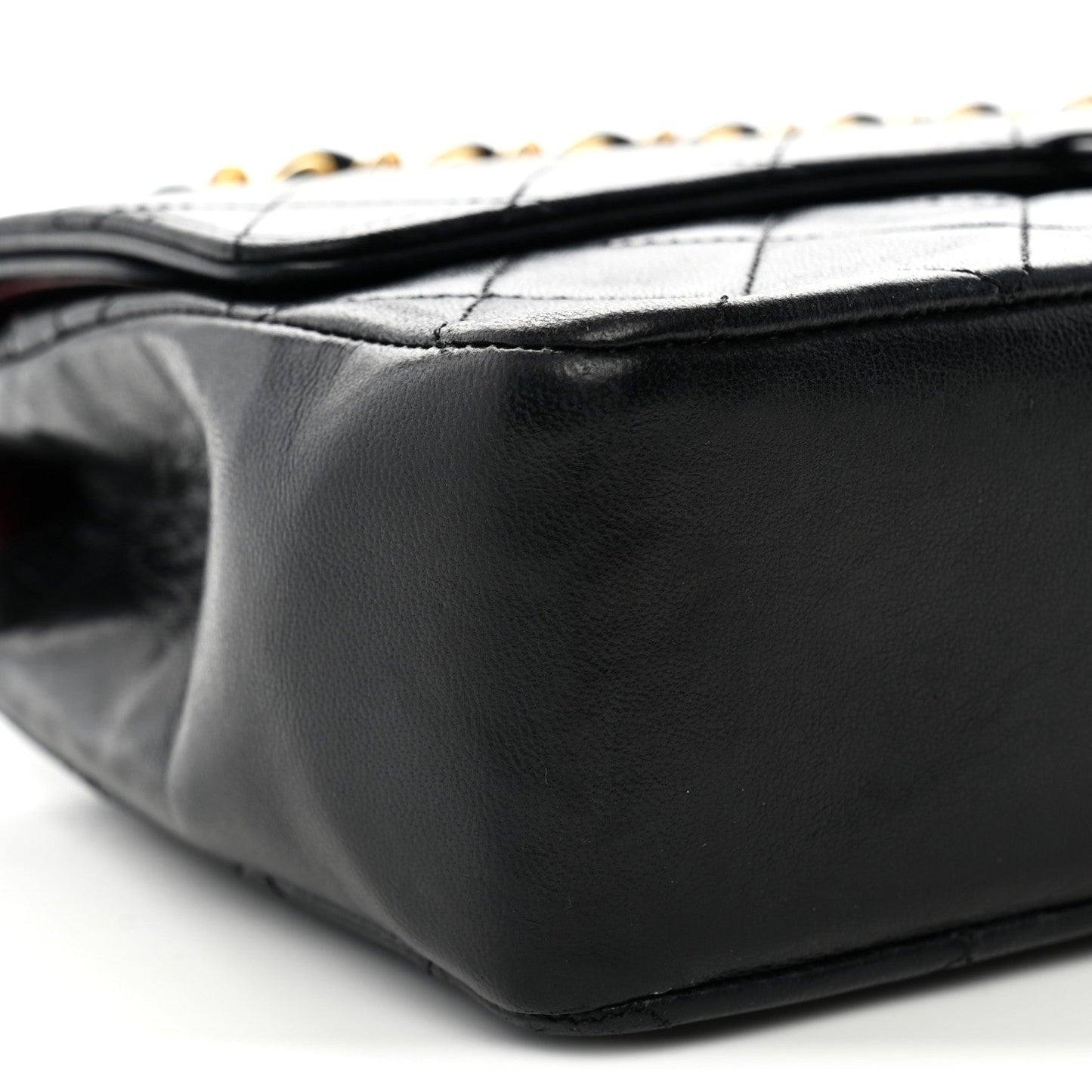 Lambskin Quilted Medium Double Flap Black