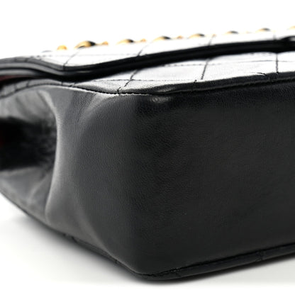 Lambskin Quilted Medium Double Flap Black