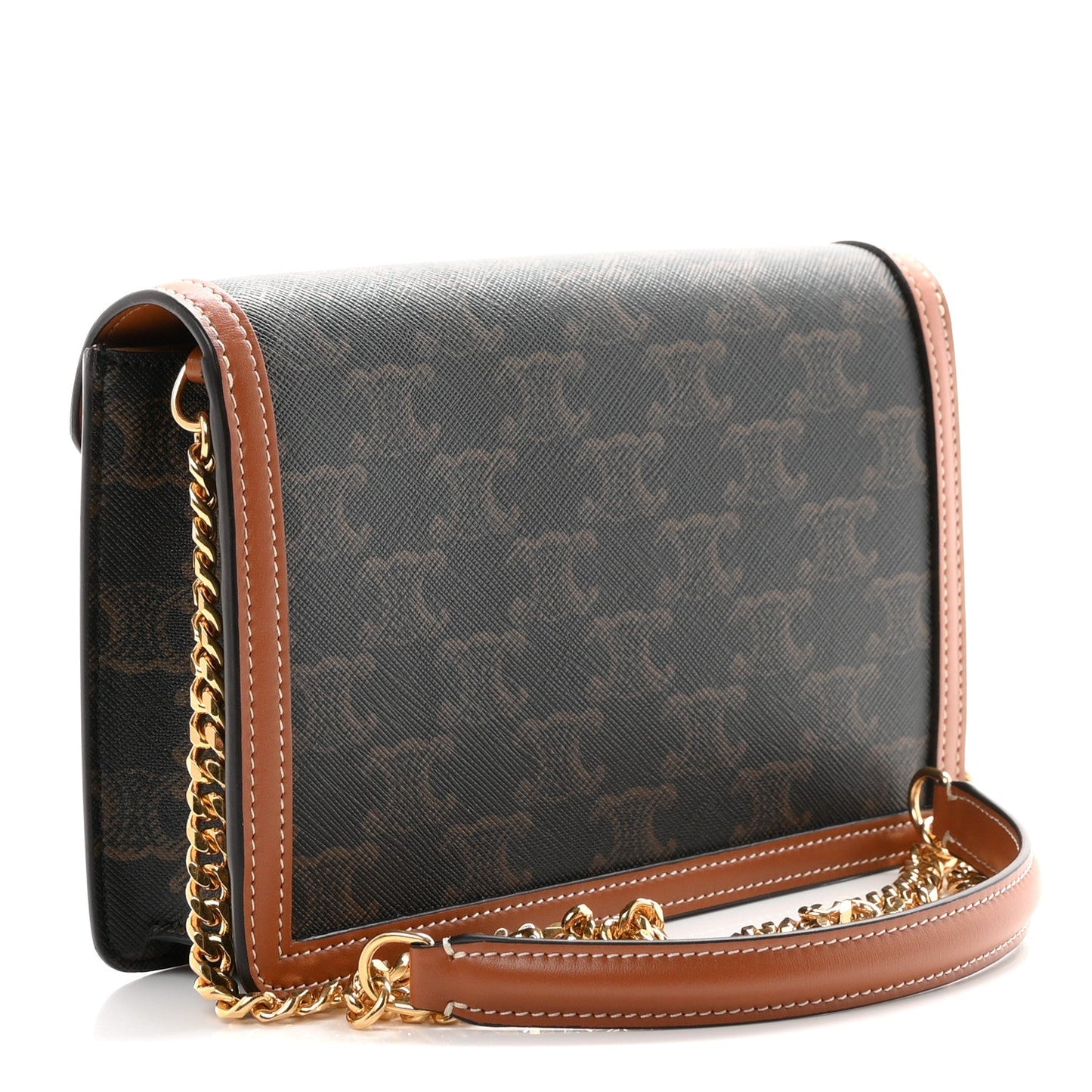 Triomphe Canvas Calfskin Margo Wallet on Chain Tan