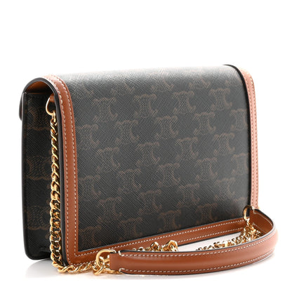 Triomphe Canvas Calfskin Margo Wallet on Chain Tan