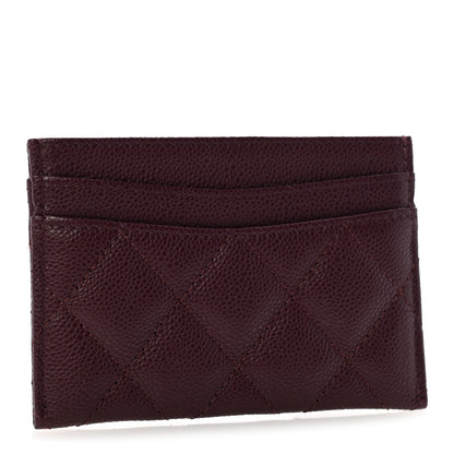 Caviar Quilted Card Holder Burgundy