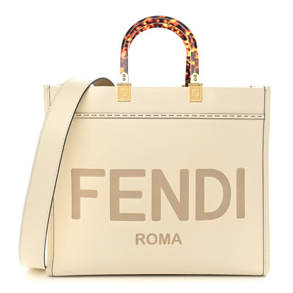 Vitello King Plexiglass Medium Fendi Sunshine Shopper Tote White Ice