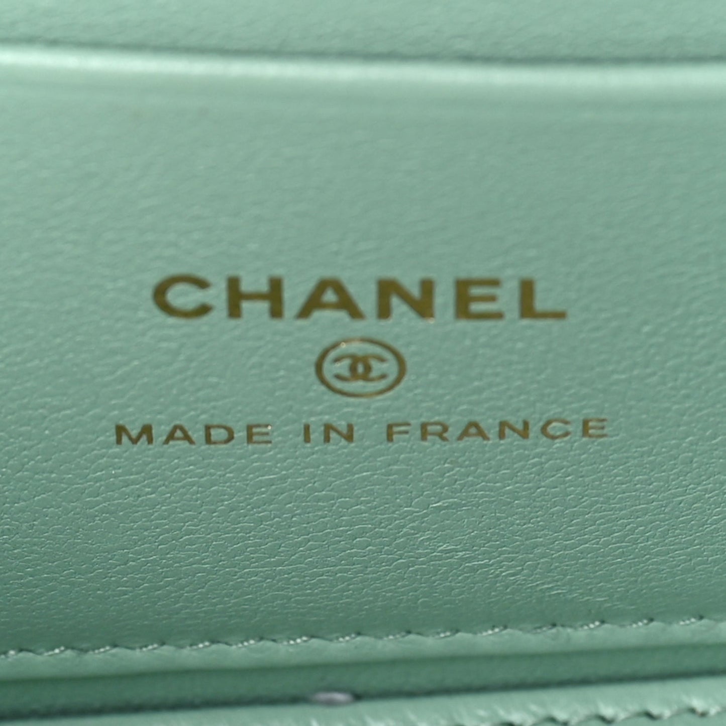 Lambskin Quilted Small Top Handle Vanity Case With Chain Light Green Light Green