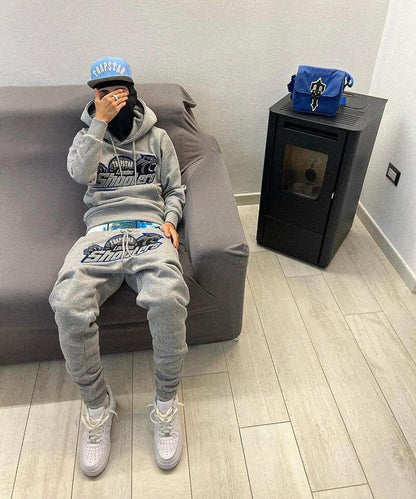 London Shooters Grey Blue Pants