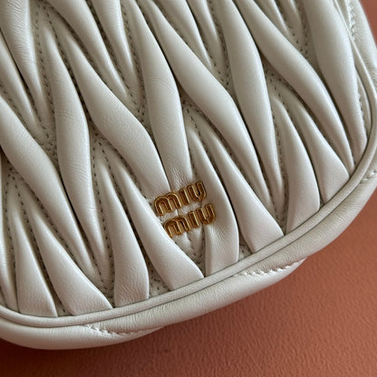 Matelassé Mini Drawstring Handbag White Lambskin