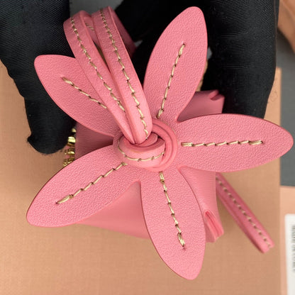 Leather Bag Charm Pink Red 240344