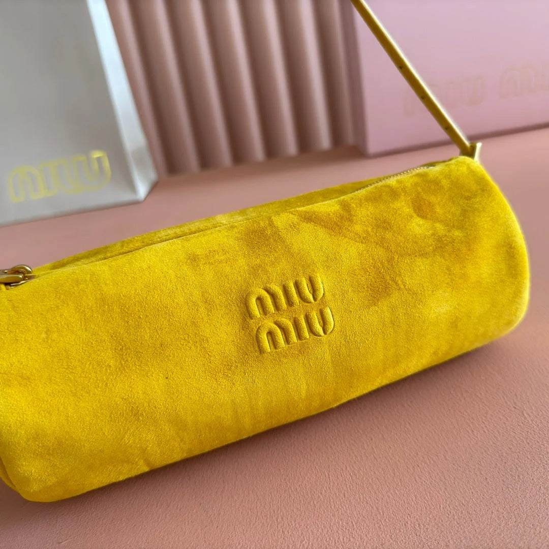 SUEDE BAG 22 MUSTARD YELLOW GOLD HARDWARE