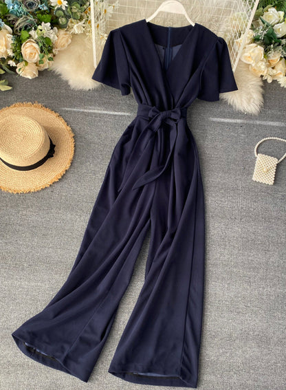 Jumpsuit slim fit wide-leg trousers 074
