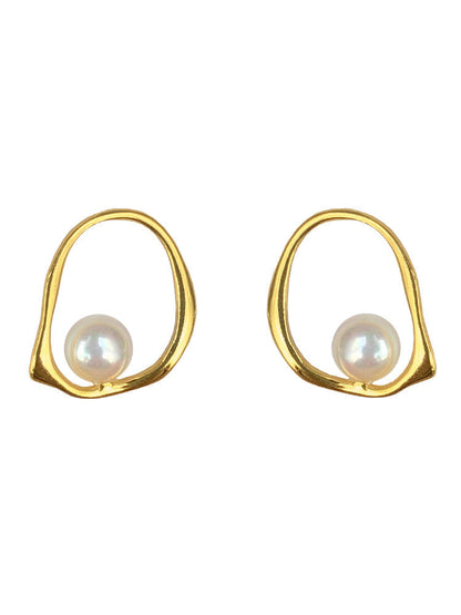 Minimalist Pearl Commuter Stud Earrings Women's Sterling Silver Earrings Daily Versatile Occupational Small Drop Earrings Temperament e002